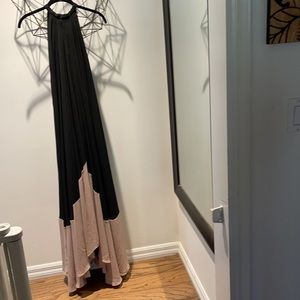 SALONI • Double Layered Black and Blush Formal Dress